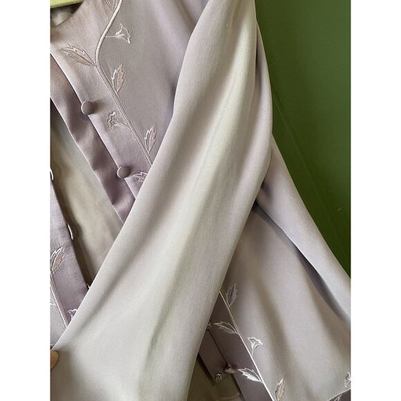 ADRIANNA PAPELL Maxi Skirt Suit Size 14 100% SILK New Vintage Purple Embroidered - Picture 9 of 16